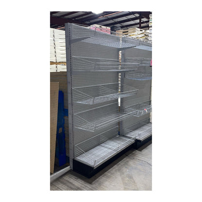 Wall Gondola w/Wire Baskets - Gray